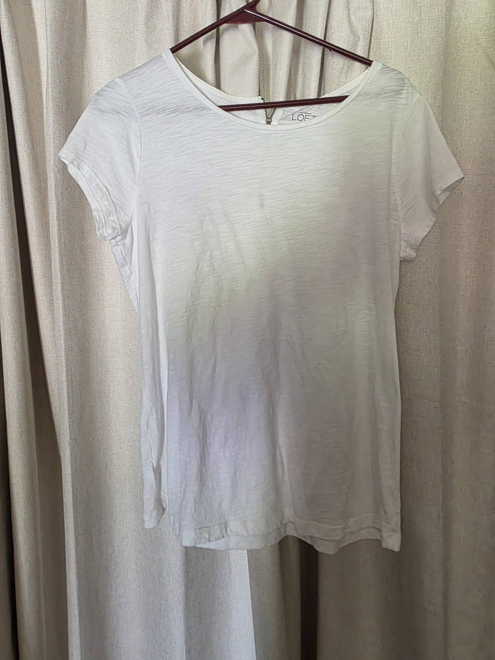 LOFT White Short Sleeve Scoop Neck Tee